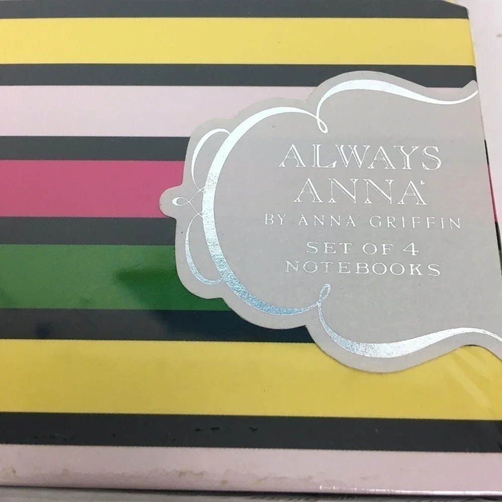 ANNA GRIFFIN Notebooks Always Anna Set of 4 NWT Dots Stripes Journal Planner